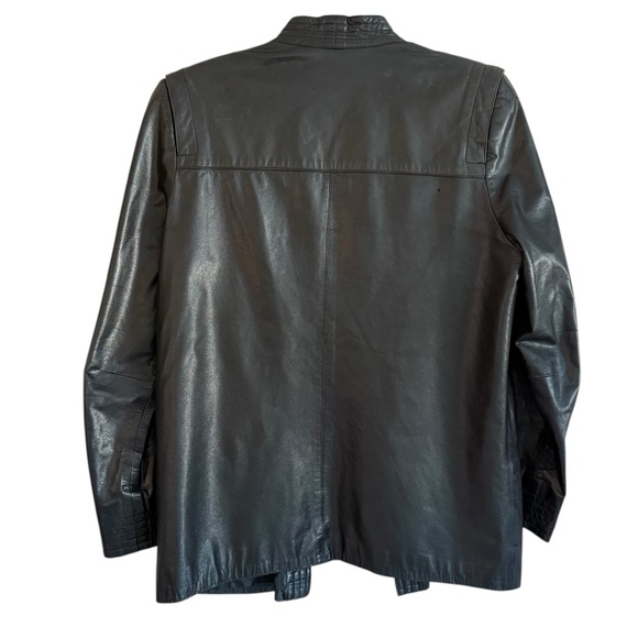 Black Leather Open Front Minimalist Jacket – Women’s Size 12 - Picture 6 of 16